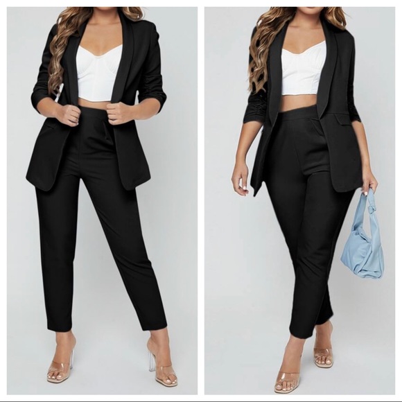 Made in Italy Stunning Chic Black Pant Suit - Picture 6 of 7